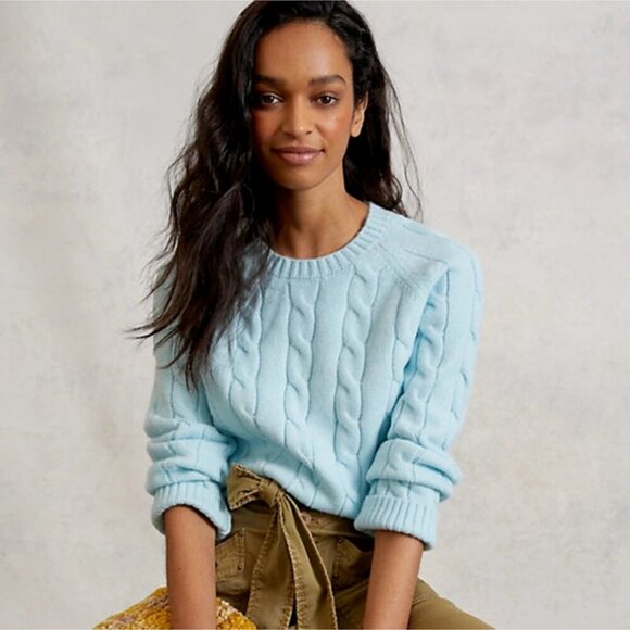 Anthropologie Callahan Betsy Cable Knit Ice Blue Sweater - Large - Picture 1 of 9